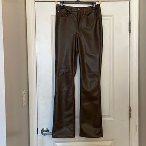 We Wore What Chocolate Brown Pleather Bootleg Pants